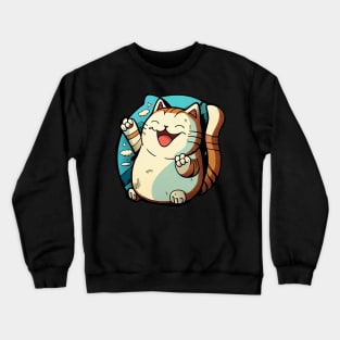 Happy cat #cat #kitty Crewneck Sweatshirt